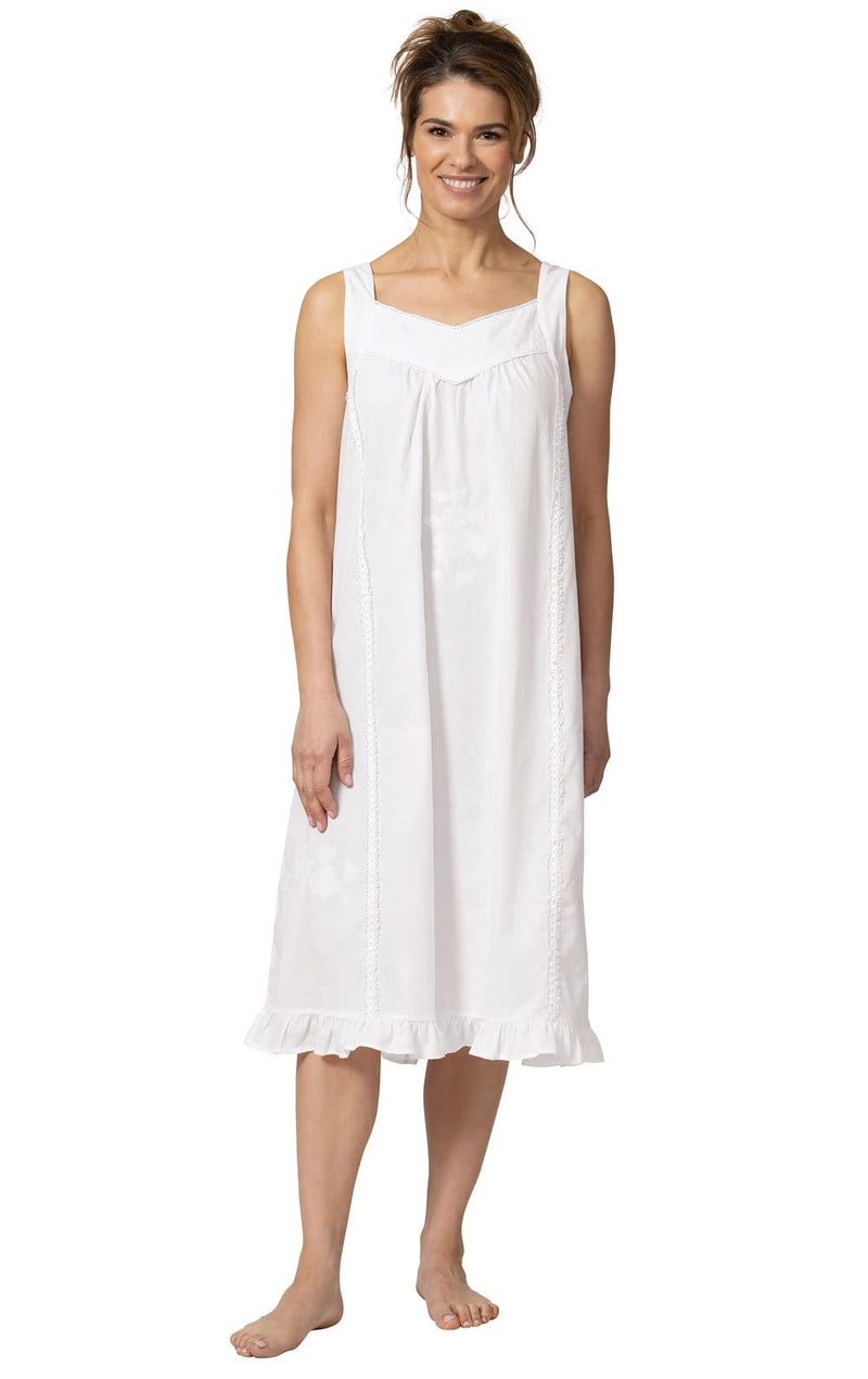 The 1 for U White Nightgown - 100% Cotton Nightgowns For Women, White, MD - Image 1